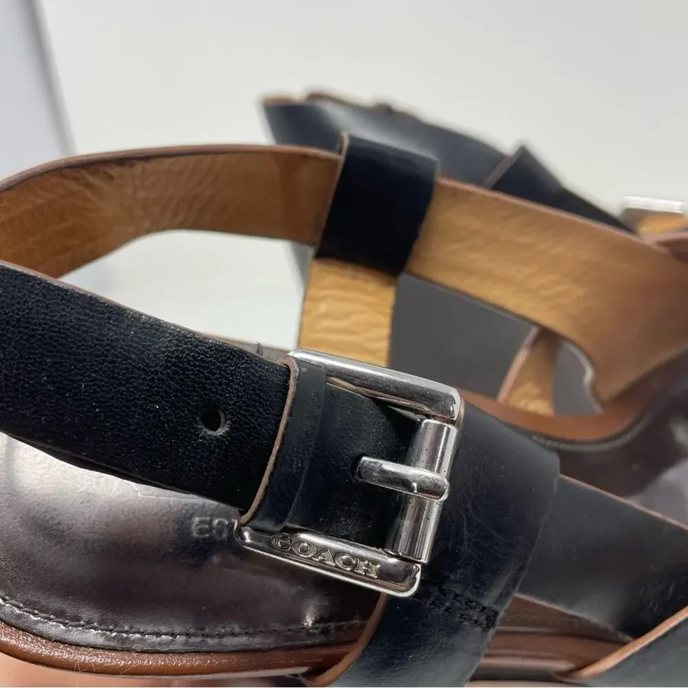Coach Black Platform Sandals Chunky Wedge 8.5